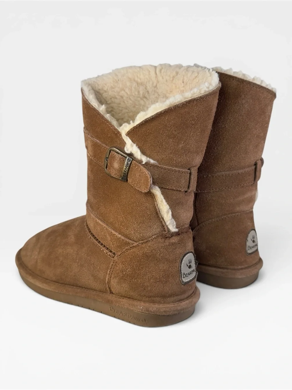 BearPaw Tatum Tan Brown Suede Winter Wool Blend Boots SIZE 7